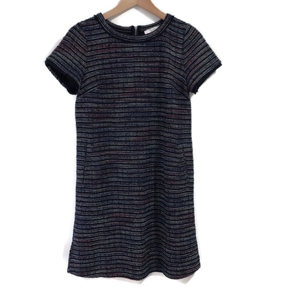 NWOT LOFT Black Tweed Pocket Shift Dress